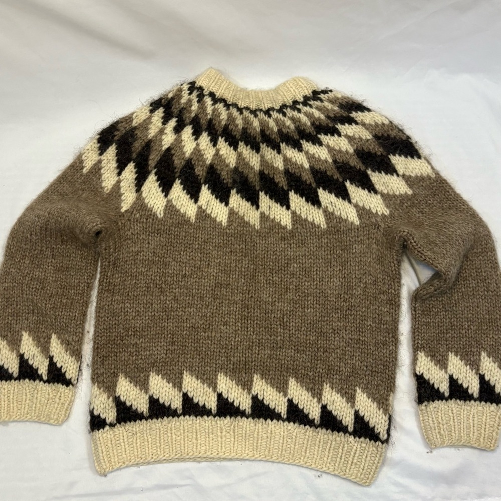Vintage Icelandic Wool Sweater Nordic Fair Isle Fisherman Knit Cozy Oversized - Picture 5 of 9